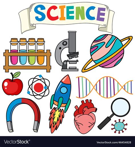 Colorful Science Objects And Icons Set Royalty Free Vector