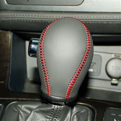 Ji Loncky Black Genuine Leather Gear Shift Knob Cover For Kia