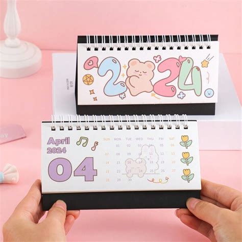 1 Pc Cute Cartoon 2024 Desk Calendar Standing Flip Desktop October 2023