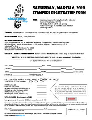 Fillable Online Mpzs Stampede Registraion Form Bmpzsbborgb Fax Email