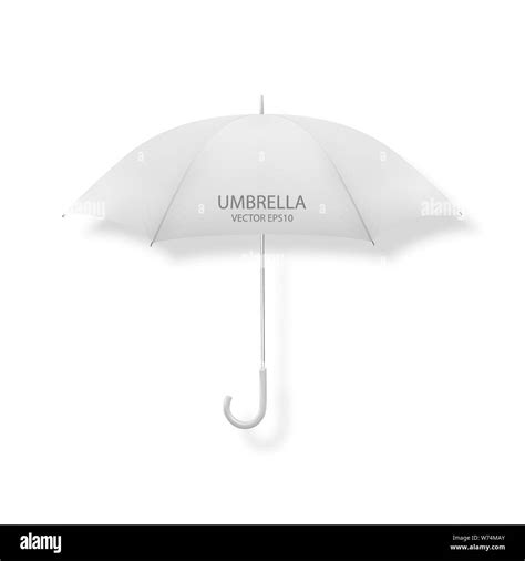 Vector 3d Realistic Render White Blank Umbrella Icon Closeup Isolated