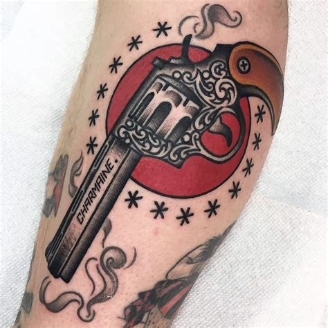 American Traditional Revolver Tattoo