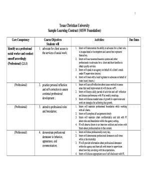 Social Work Learning Contract Examples Complete With Ease AirSlate