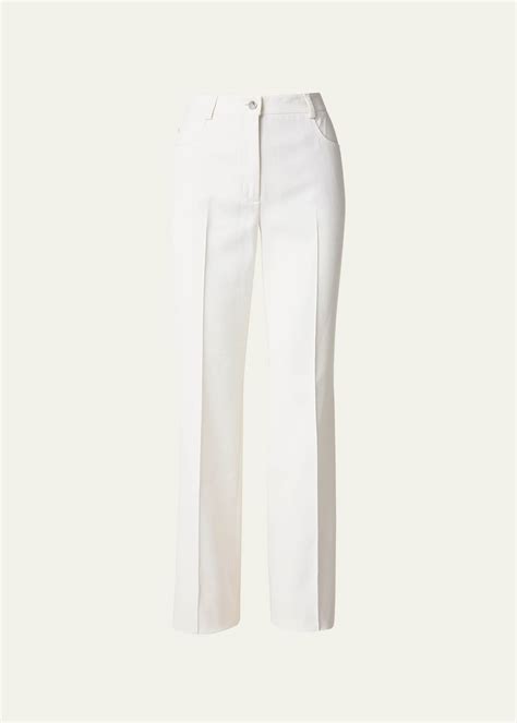 Akris High Rise Bootcut Cotton Silk Pants Bergdorf Goodman