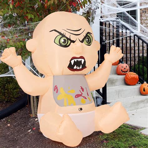 The Holiday Aisle® Faning Halloween Inflatable 2.6FT Scary Zombie Baby ...