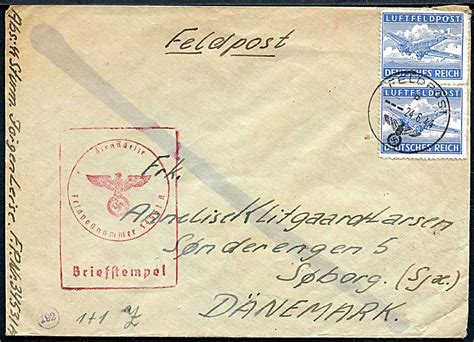 Luftfeldpost 2 på feltpostbrev stemplet d 24 6 1944 til Søborg