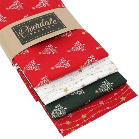 4 Fat Quarters Bundle Gold Star Christmas Overdale Fabrics