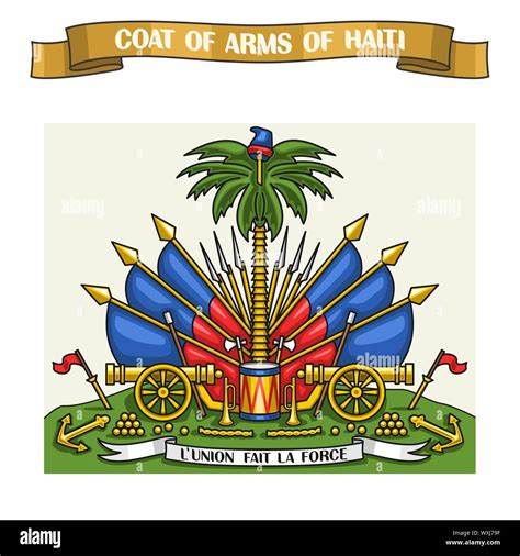 Vector Illustration On Theme Of Haitian Coat Of Arms Heraldic Shield