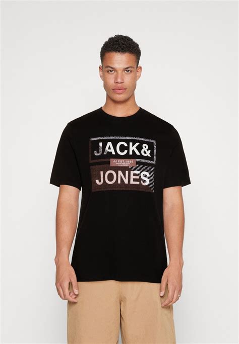 Jack And Jones Jjkain Tee Crew Neck T Shirt Print Black Schwarz Zalando De