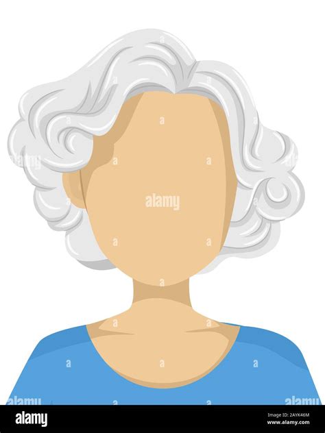 Illustration of a Senior Woman with Grey Hair and a Blank Face Stock ...