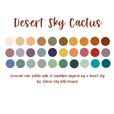 Desert Sky Cactus Color Palette for Procreate Color Swatches - Etsy