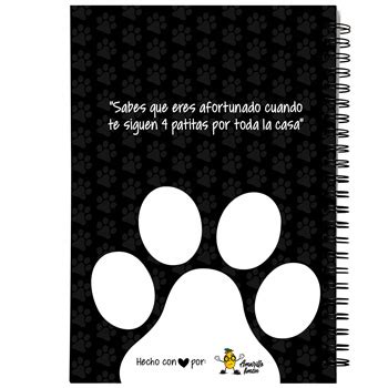 Cuaderno Notebook Perro Blanco Y Negro Amarillo Lim N Studio