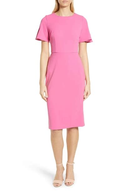 Maggy London Flutter Sleeve Midi Sheath Dress In Ibis Rose Modesens