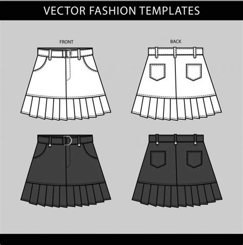 The Front And Back Views Of A Womens Skirt With Pleated Hems