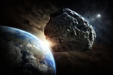 Ilustración De Peligro De Asteroide Gigante Asteroide En El Espacio Que Se Acerca A La Tierra