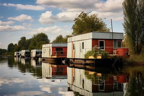 Premium Photo | Houseboats on the water of a canal in the netherlands