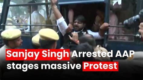 AAP Workers Hold Protest In Lucknow Over ED Raid At Sanjay Singhs