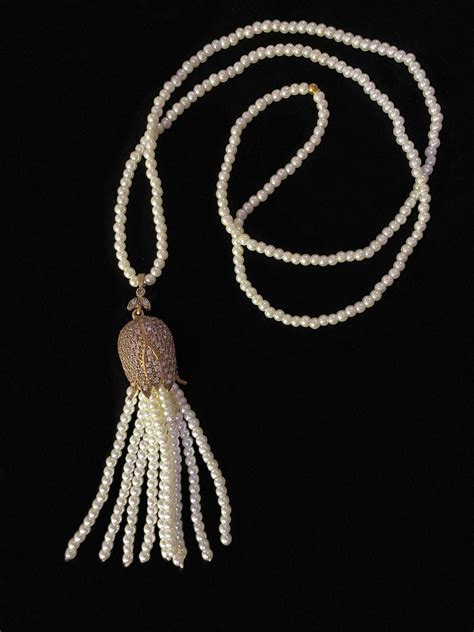 Vintage Long Seed Pearl Necklace Diamond Freshwater Pearl Tassel Necklace Pearl Beaded Swing