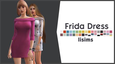 Frida Dress Ea Mesh Edit Base Game Compatible 36 Swatches 16 In Palm Springs Palette By