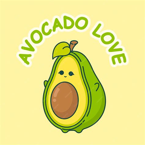 Cute Kawaii Avocado Cartoon Vector Illustration Alegre Ilustración Vectorial De Un Lindo