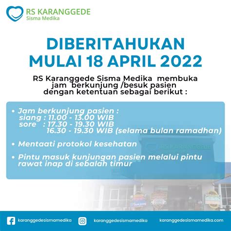 Aturan Jam Kunjung Pasien Rumah Sakit Karanggede Sismamedika