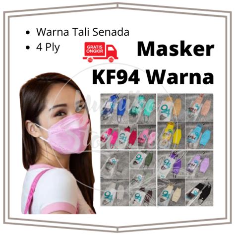 Masker Kf Korea Warna Pastel Nude Lilac Mix Cream Hitam Isi Medis