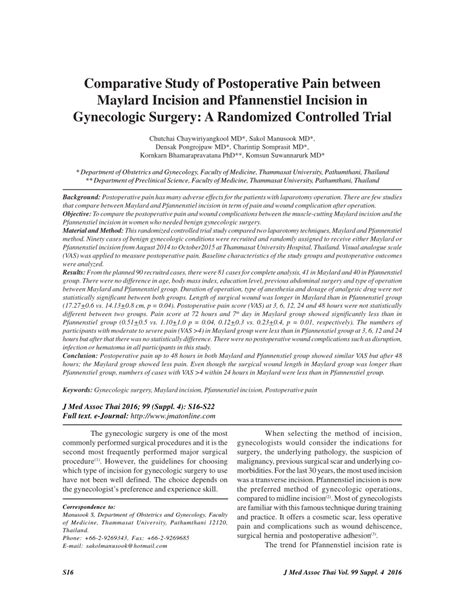 (PDF) Comparative Study of Postoperative Pain between Maylard Incision ...