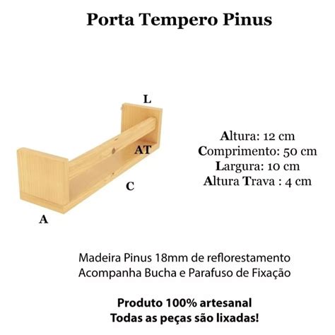 Prateleira Porta Temperos Madeira Pinus Foog Store Marcenaria Criativa