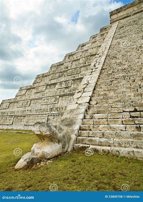 Feathered Serpent In Pyramid Kukulkan Chichen Itza Stock Photo Image