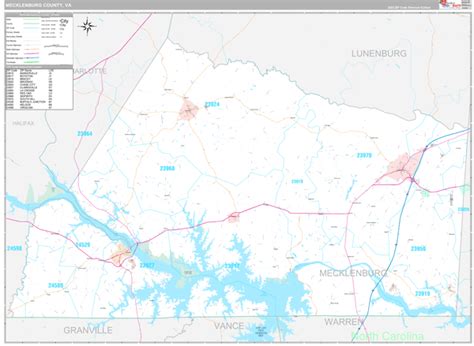 Mecklenburg County, VA Zip Code Map - Premium