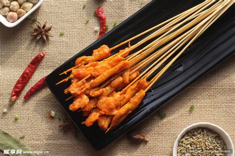 鸡肉串摄影图 传统美食 餐饮美食 摄影图库 昵图网