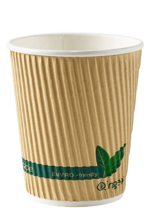 Compostable Kraft Ripple Hot Drink Cups 8oz 227ml Biodegradable