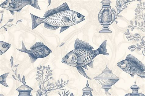 Fish wallpaper pattern drawing. | Free Photo Illustration - rawpixel