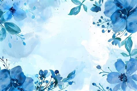 Premium Photo | Watercolor floral background with blue flowers Hand drawn watercolor texture