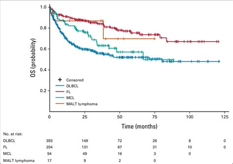 OS Of Patients By NHL Subtypes From First Relapse Kaplan Meier