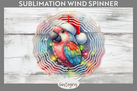 Christmas Parrot V3 Entangled In Lights Wind Spinner Sublima