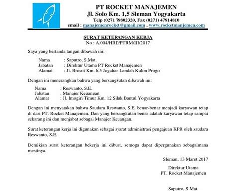 Contoh Surat Keterangan Dan Pernyataan Karyawan