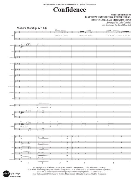 Confidence Choral Anthem Satb Word Music Arr Luke Gambill Orch Jared Haschek