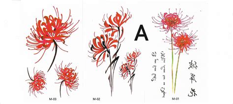 Red Spider Lily Temporary Tattoo Set Of Pcs Etsy Uk