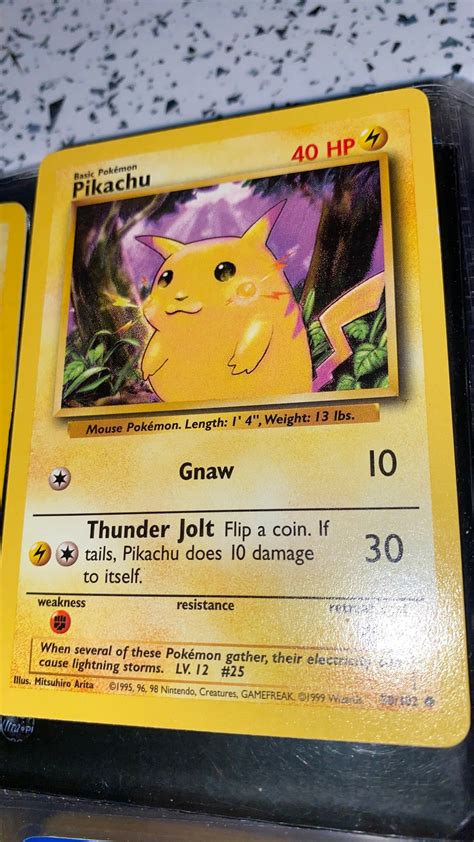 Pikachu Mint Base Set Yellow Cheeks 58 102 Unlimited Edition Pokemon