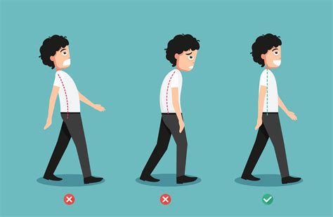 Wrong and correct walking posture, illustration 3240528 Vector Art at ...