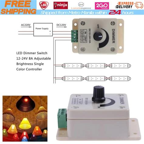 Local WarehouseLED Dimmer Switch 12 24V 8A Adjustable Brightness Lamp