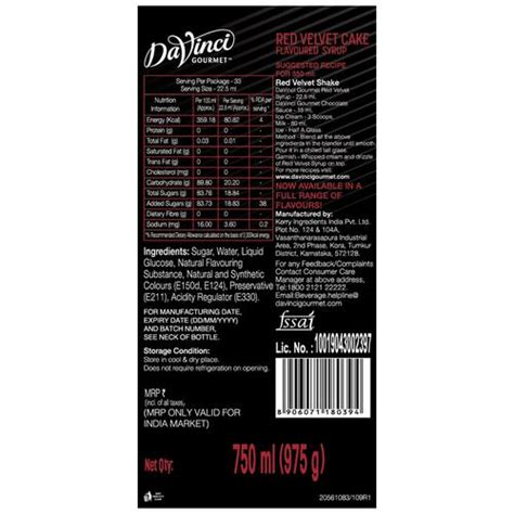 Buy Davinci Gourmet Red Velvet Cake Flavoured Syrup Rich Notes Of