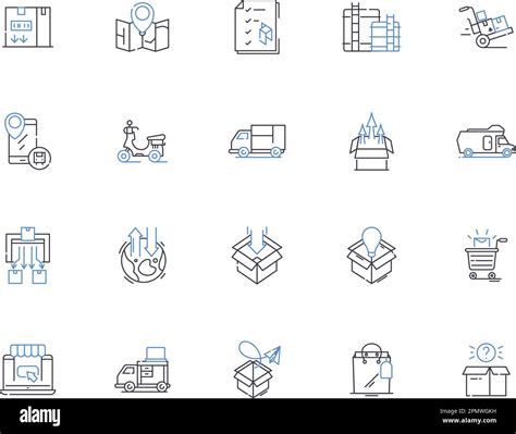 Supply Chain Outline Icons Collection Logistics Management