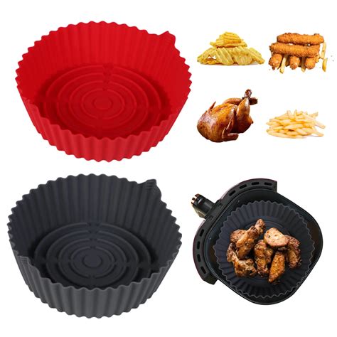 2 pçs silicone ar fritadeiras forno bandeja de cozimento pizza frango