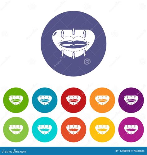 Lip Augmentation Icons Set Vector Color Stock Vector Illustration Of