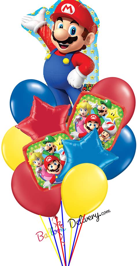 Super Mario Brothers Deluxe Balloon Centerpiece/Bouquet