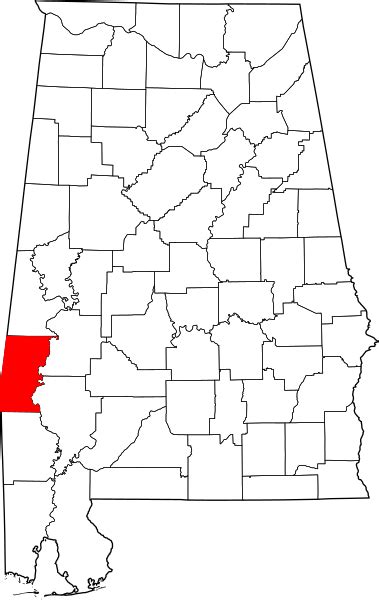 Image Map Of Alabama Highlighting Choctaw County