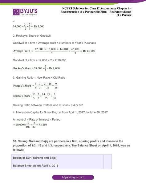 Ncert Solution For Class Accountancy Chapter Reconstitution Of A