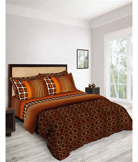 Tangerine Brown And Beige Cotton Double Comforter Buy Tangerine Brown